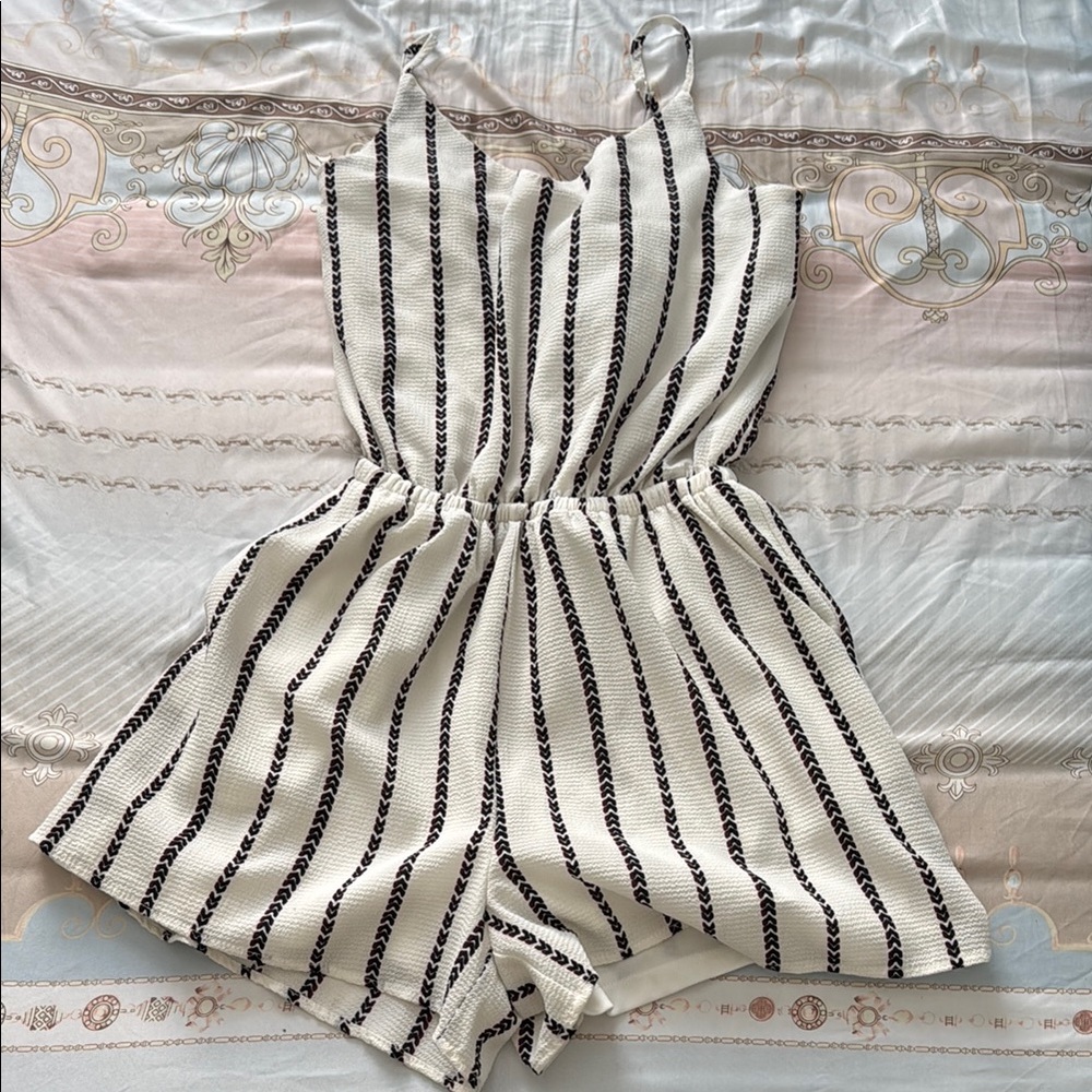 Striped Black and White Romper